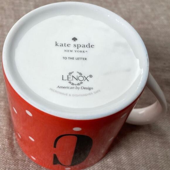 Kate Spade New York To The Letter Lenox "C" Initial Polka Dot Stripes Mug Cup - Picture 3 of 6